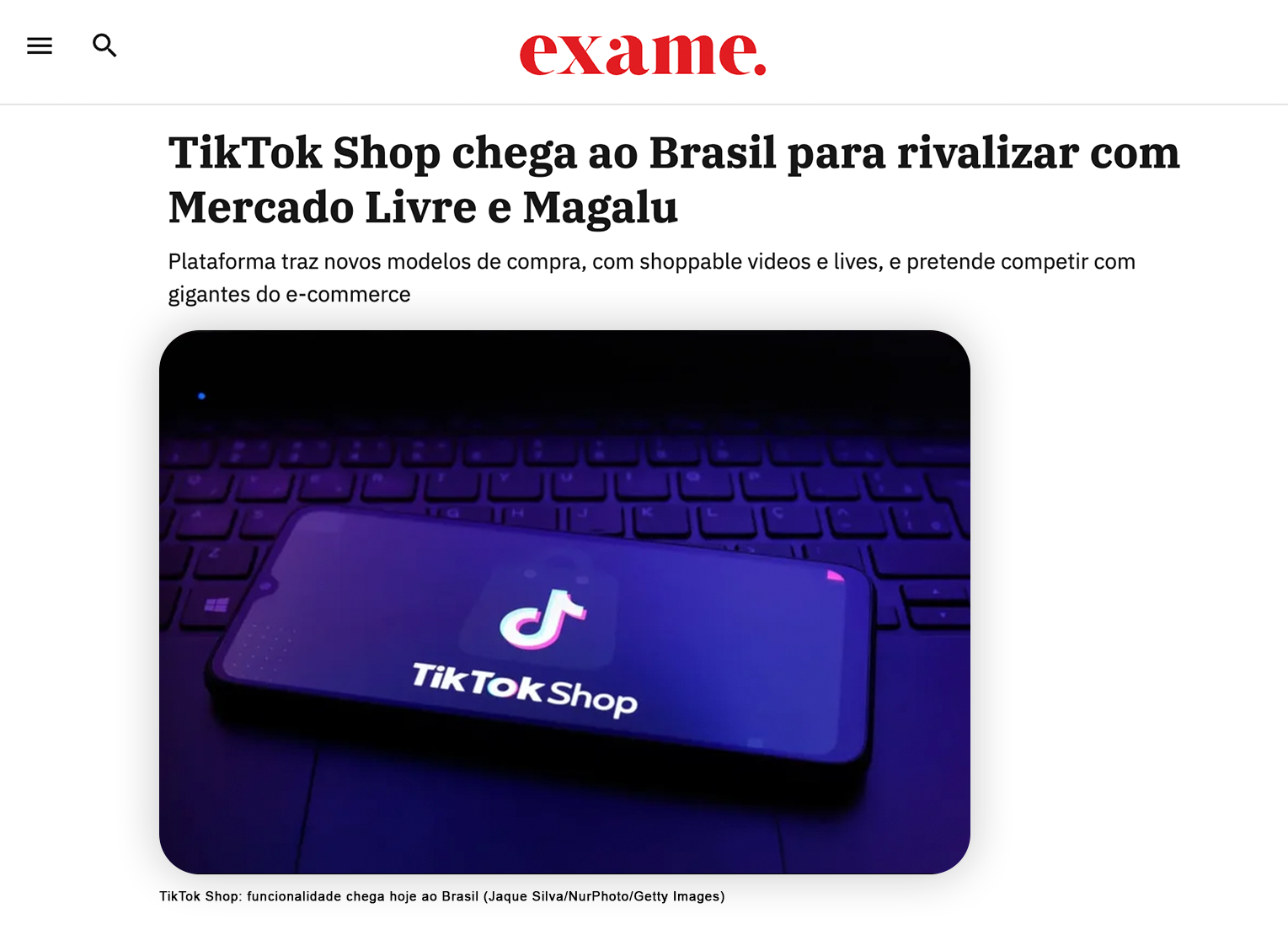 Notícia TikTok Shop
